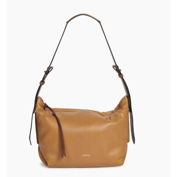 Isabel Marant Leyden Shoulder Bag Genuine Leather Golden Beige Brown Designer - Picture 1 of 13